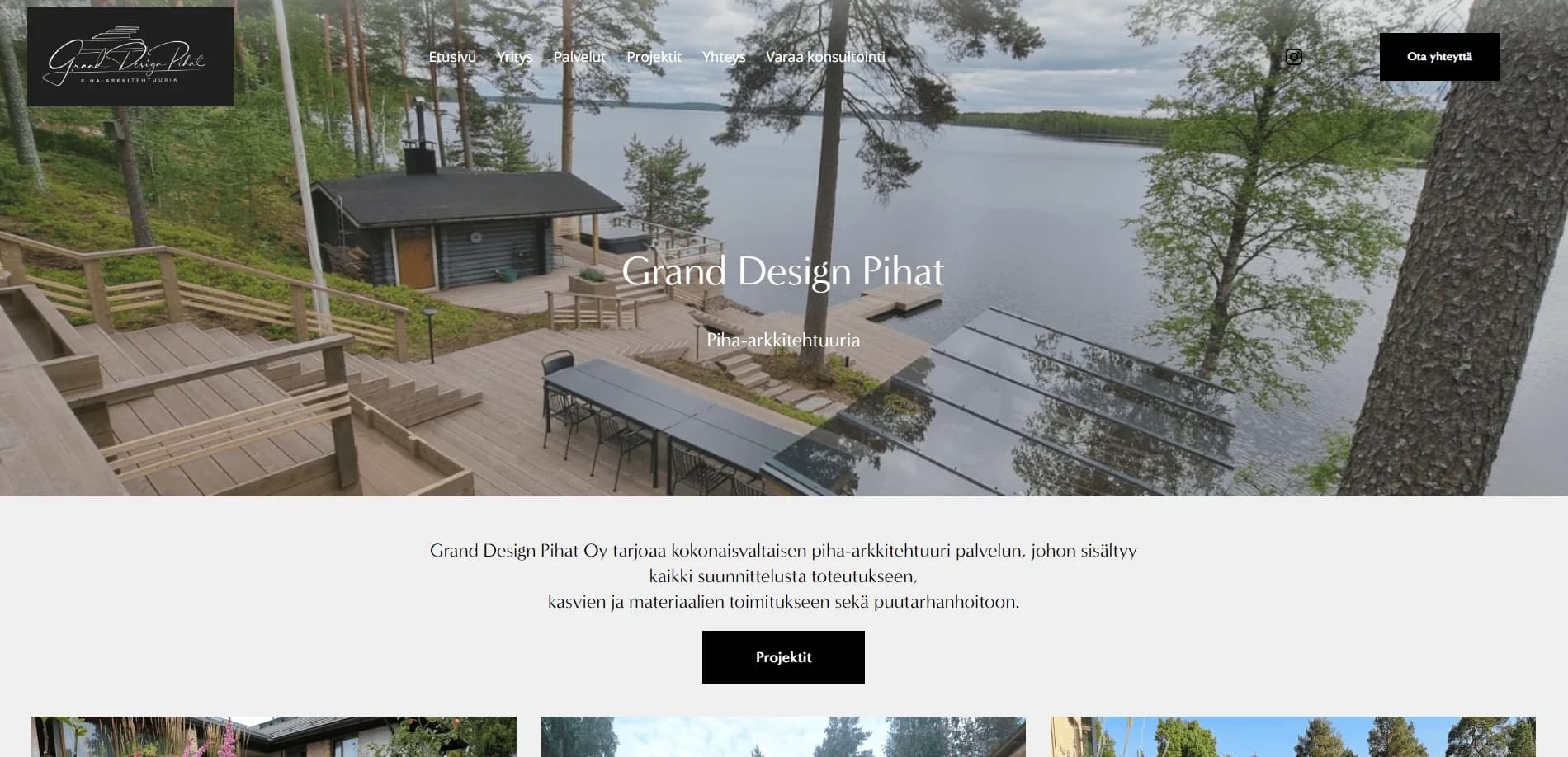 Vanha Squarespace-etusivu vuodelta 2024