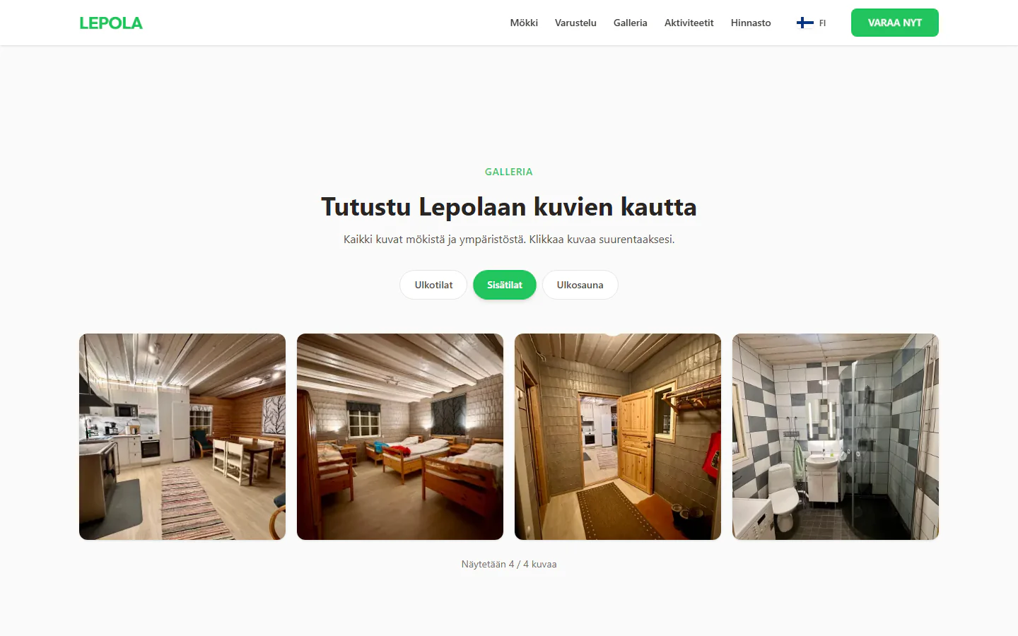 Galleria, jossa kuvat on jaettu kategorioihin