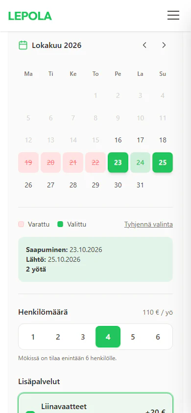 Varauskalenteri puhelimella
