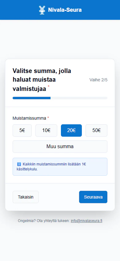 Summan valinta puhelimella